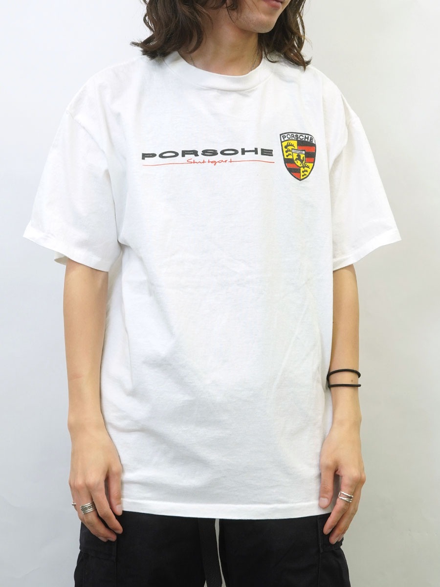 80'S～ DUCK HEAD ''PORSCHE'' T SHIRT WHITE (SIZE.X LARGE) MADE IN USA
