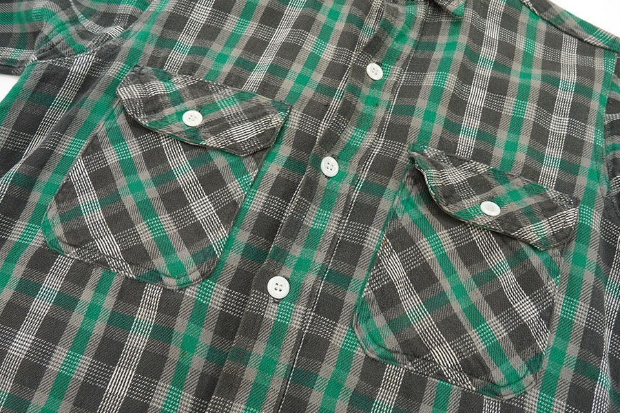 60'S POWR HOUSE COTTON WOVEN PLAID FLANNEL SHIRT (APPROX.14 1/2)