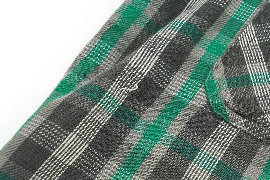 60'S POWR HOUSE COTTON WOVEN PLAID FLANNEL SHIRT (APPROX.14 1/2)