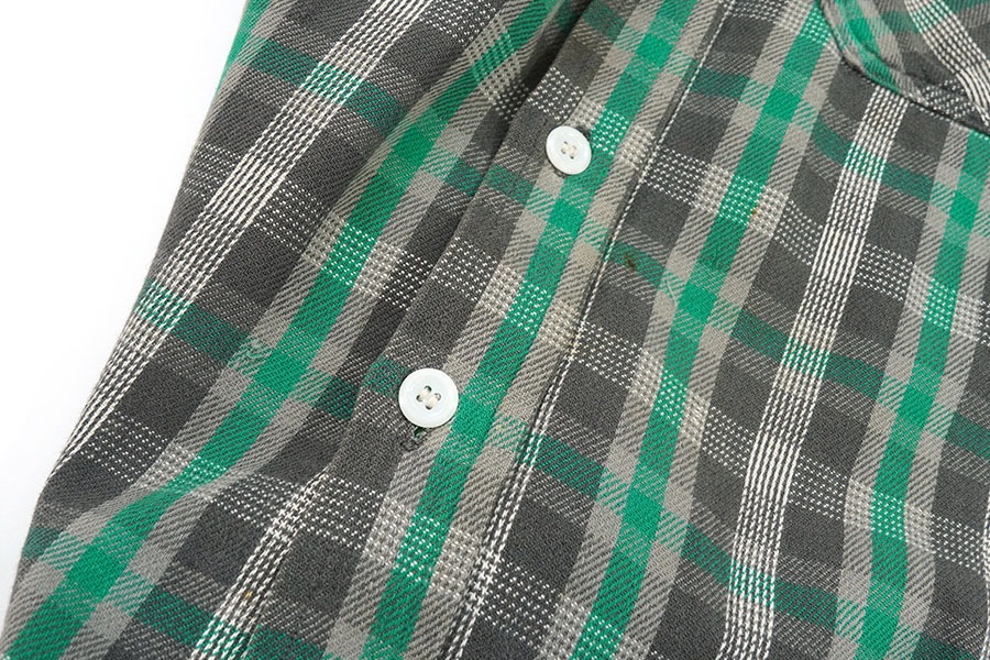 60'S POWR HOUSE COTTON WOVEN PLAID FLANNEL SHIRT (APPROX.14 1/2)