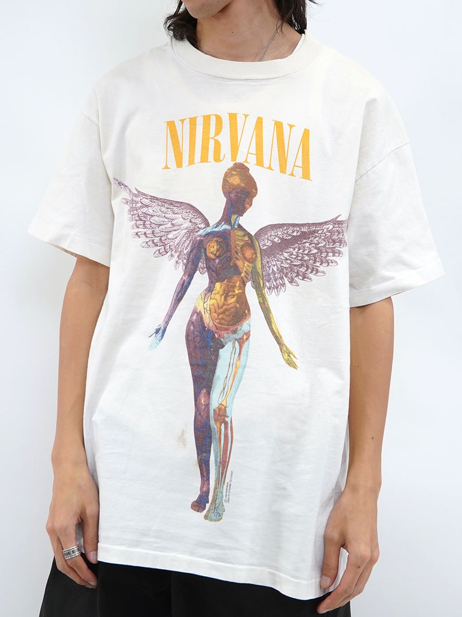 90s ニルバーナ バンドTシャツ ジャイアント 両面プリント シングルステッチ 90's giant BY anvil NIRVANA ''IN UTERO'' 両面プリント T