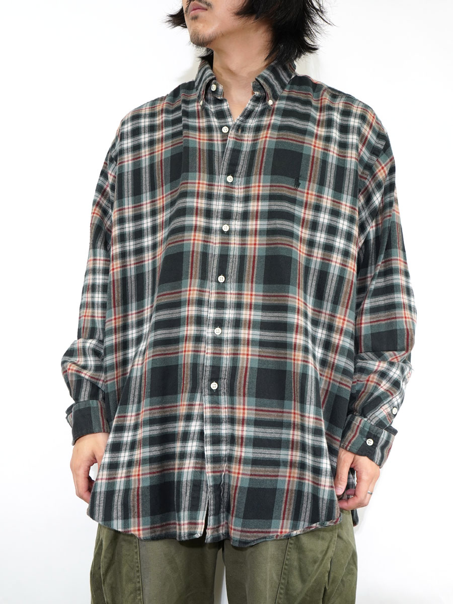 00s ラルフローレン BDシャツ タータンチェック XL相当ネイビー A322 00s ラルフローレン BDシャツ タータンチェック XL相当ネイビー A322