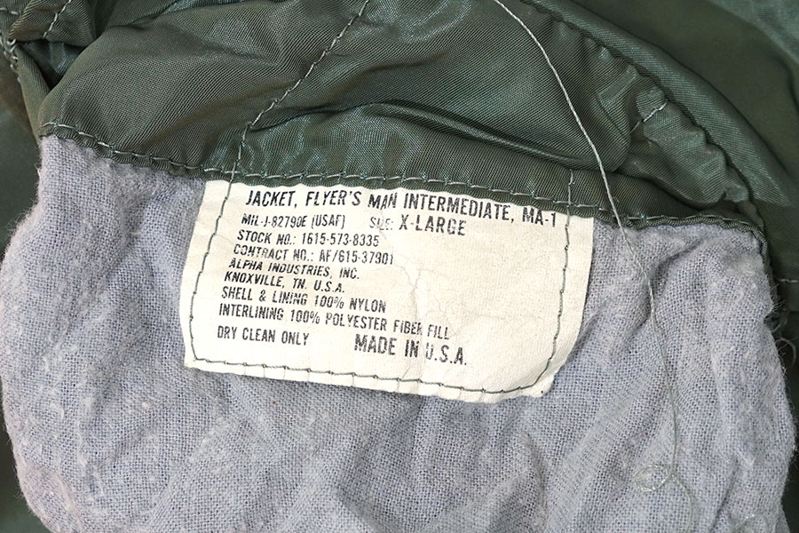 USA製 ALPHA INDUSTRIES MA-1 フライトジャケット 表記(X-LARGE