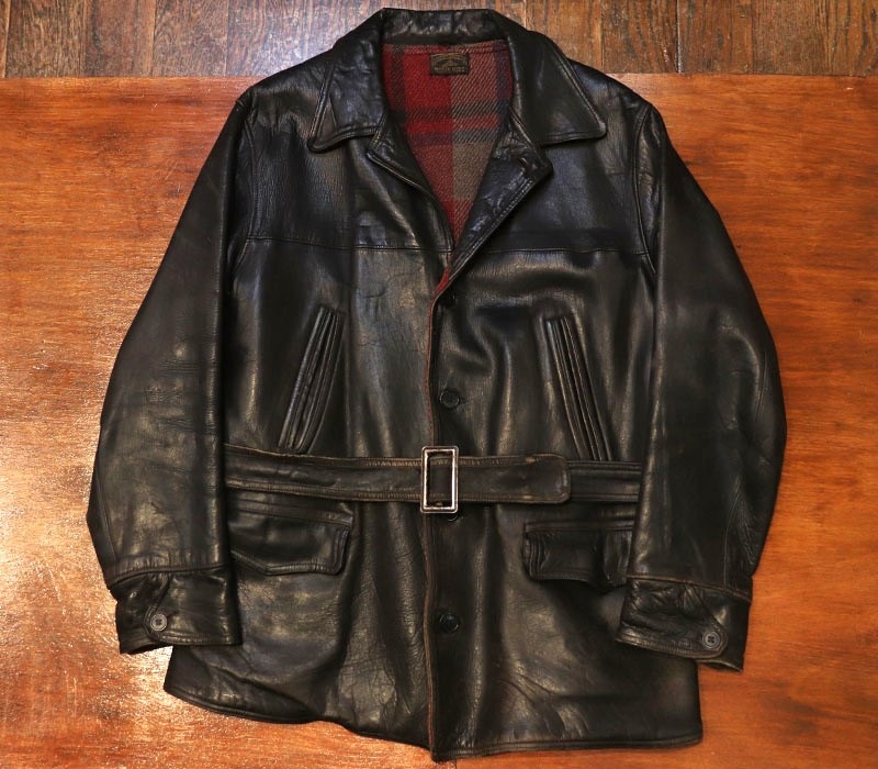 1930s LEATHER CAR COAT , Size 42