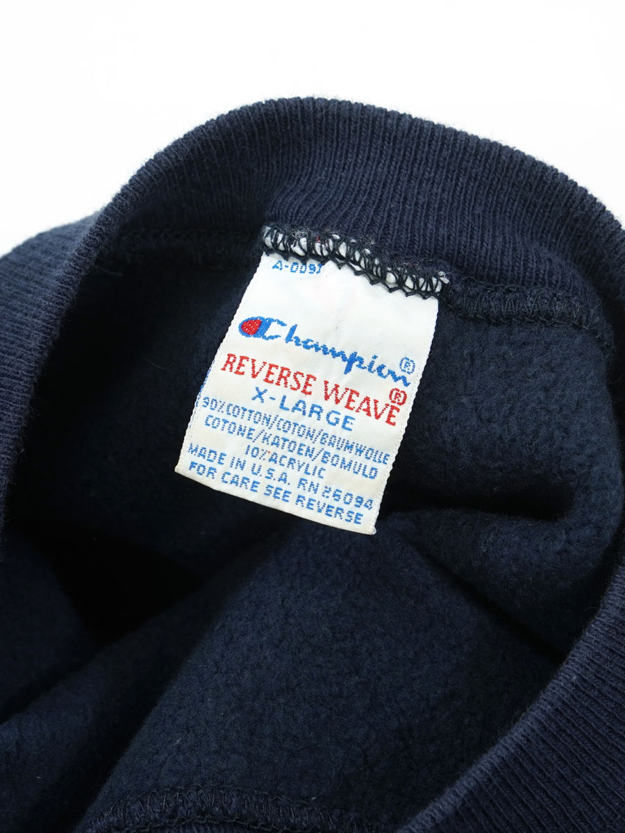 90's 刺繍タグ チャンピオンRW 無地 ネイビー 表記(XL) USA製