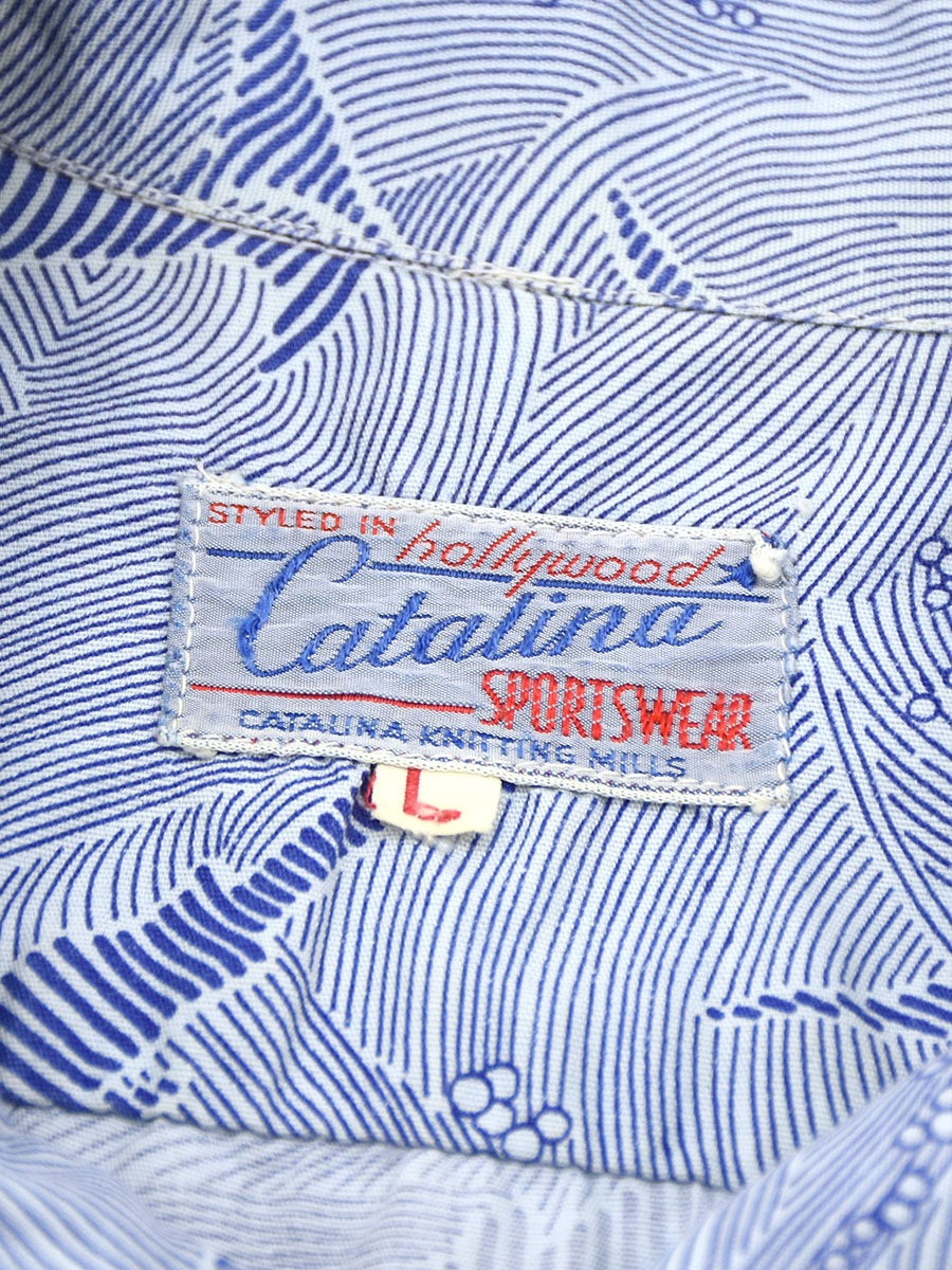 50's Catalina SPORTSWEAR 鮫総柄 コットンハワイアンシャツ 表記(L