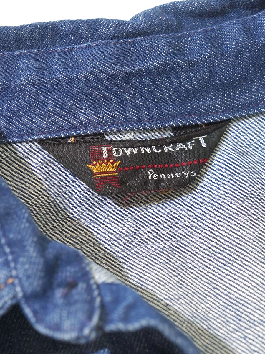 70's TOWNCRAFT ロングスリーブ デニムシャツ 濃紺 実寸(L位) | すべて