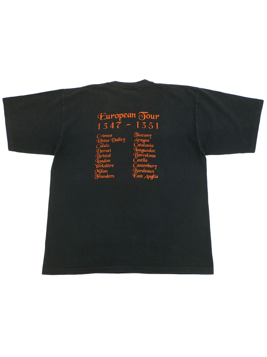90's ALORE ''BLACK DEATH European Tour 1347-1351'' 両面プリントTシャツ 表記(2XL) USA製