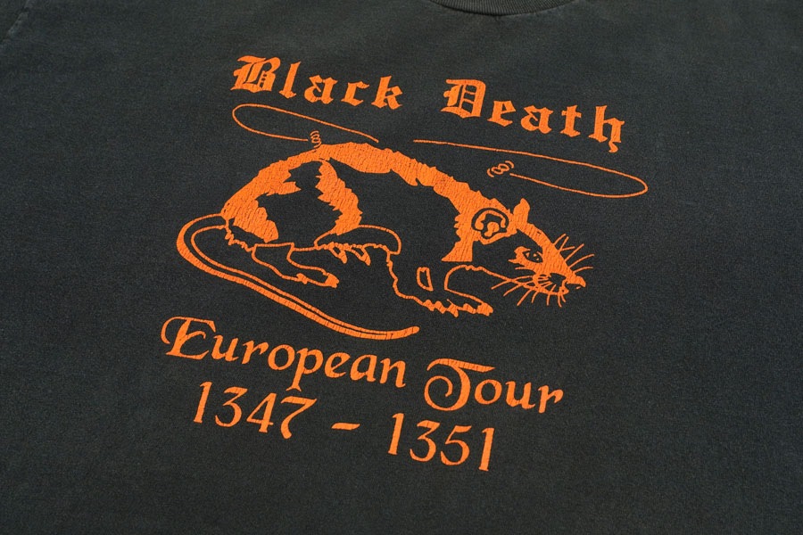 90's ALORE ''BLACK DEATH European Tour 1347-1351'' 両面プリントTシャツ 表記(2XL) USA製