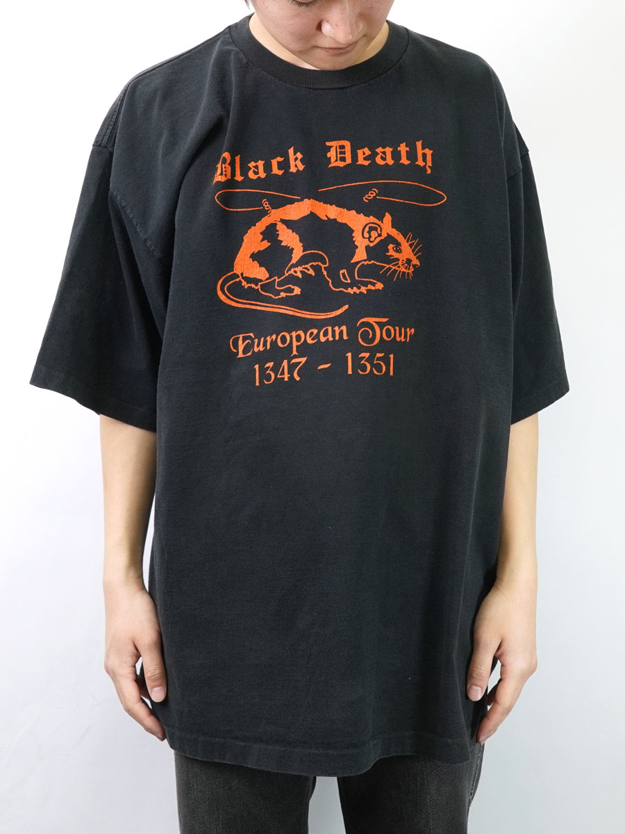 90's ALORE ''BLACK DEATH European Tour 1347-1351'' 両面プリントTシャツ 表記(2XL) USA製