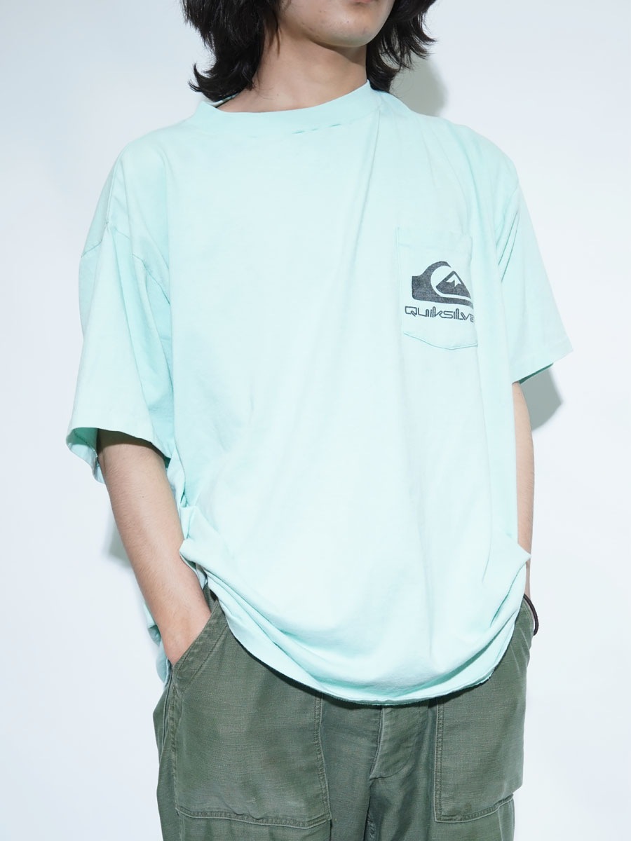 90'S QUICKSILVER BOTH PRINT SURF POCKET-T SHIRT (APPROX. X LARGE)