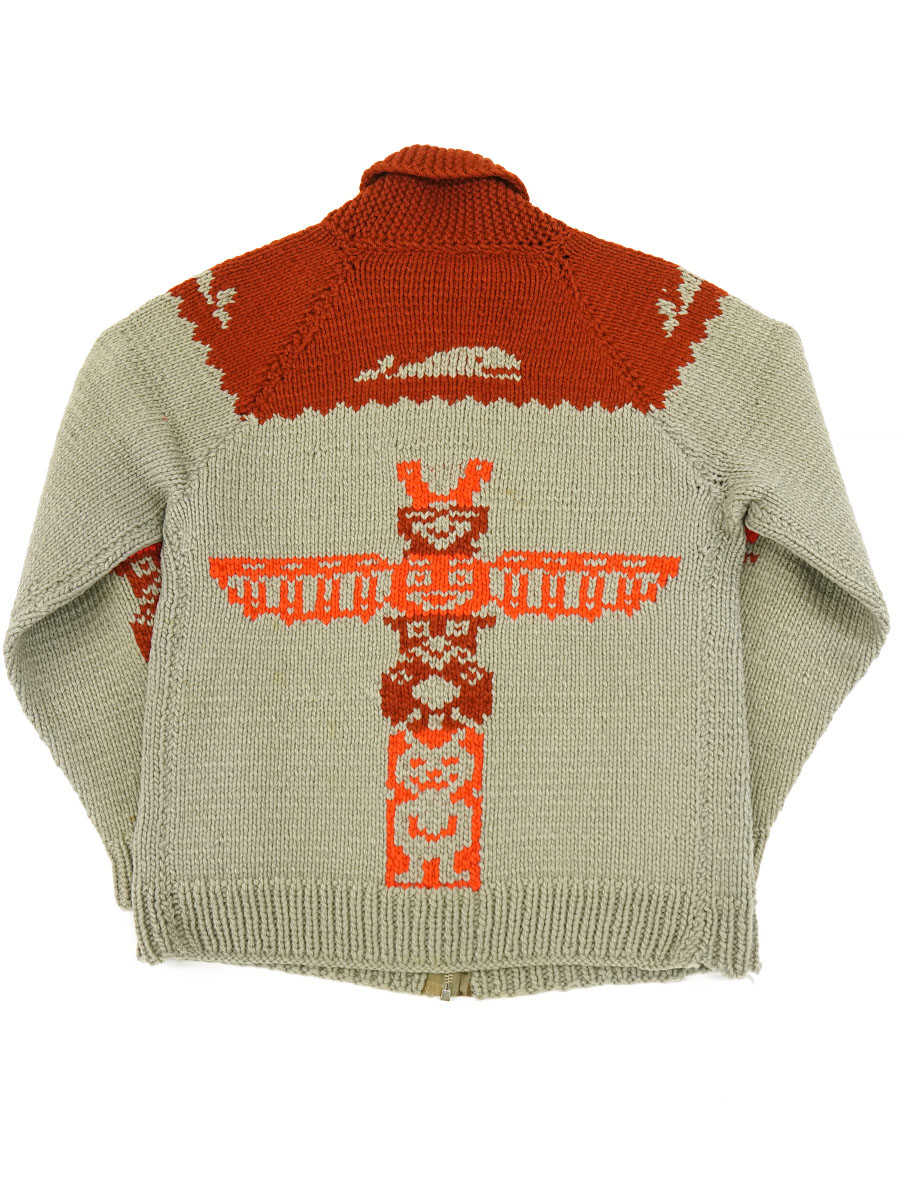 60's トーテムポール柄 カウチンカーディガン 実寸(XS位) Lightning