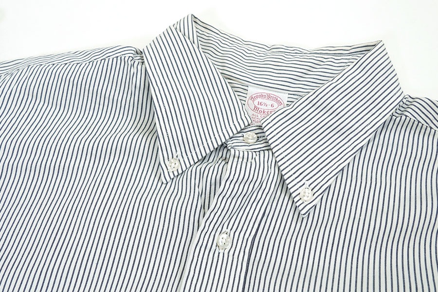 USA製 Brooks Brothers 黒白 ストライプ柄 ロングスリーブシャツ