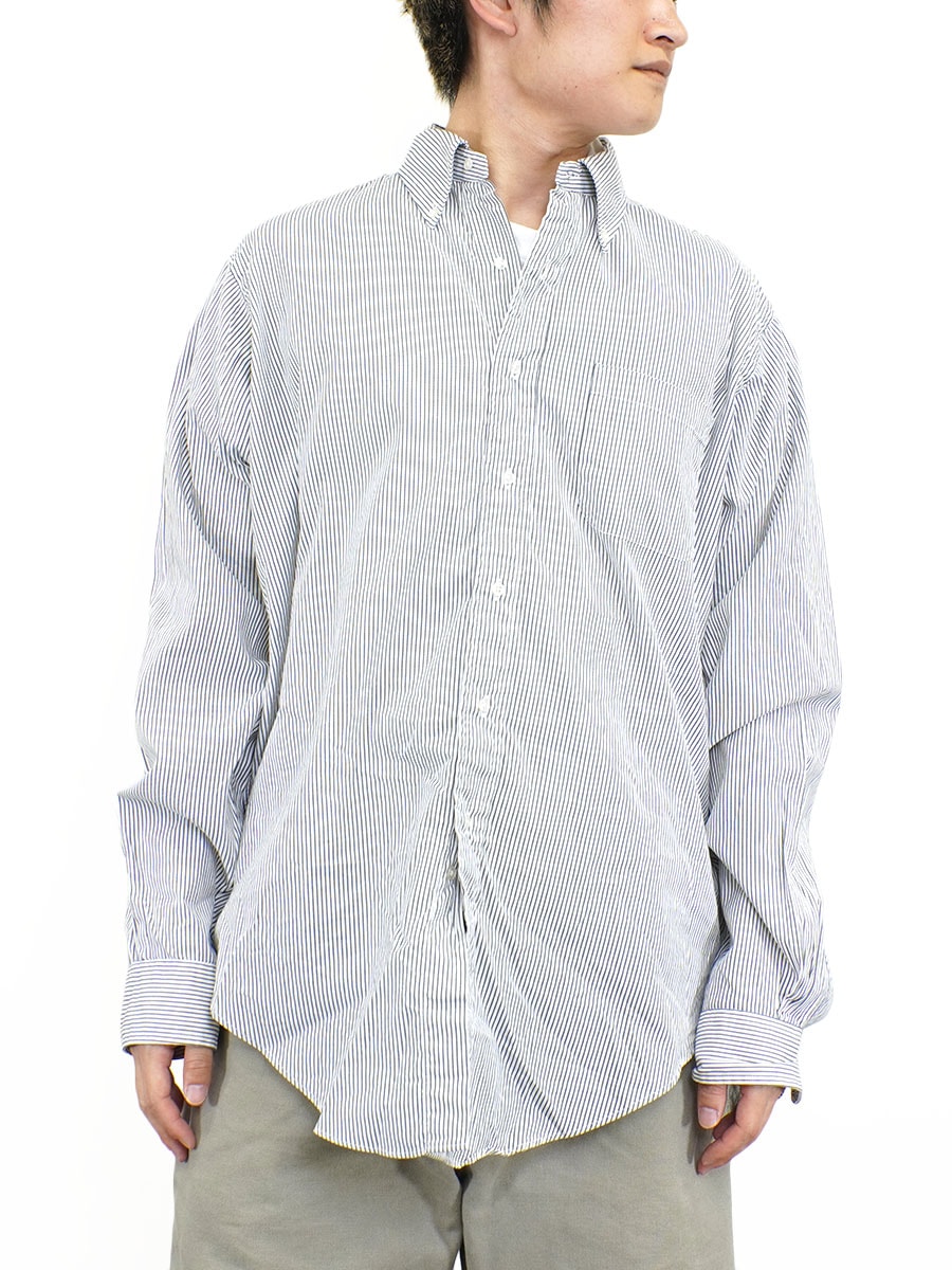 【25％OFF】 USA製 Brooks Brothers 黒白 ストライプ柄 ロングスリーブシャツ トップス