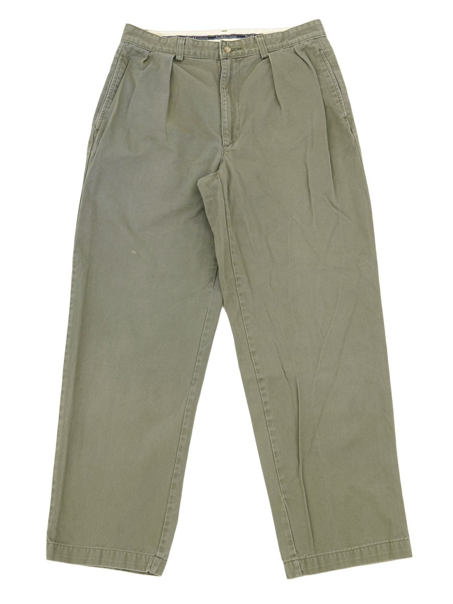 RALPH LAUREN 2TUCK CHINO PANTS OLIVE GRAY (SIZE.W32 L30) MADE IN
