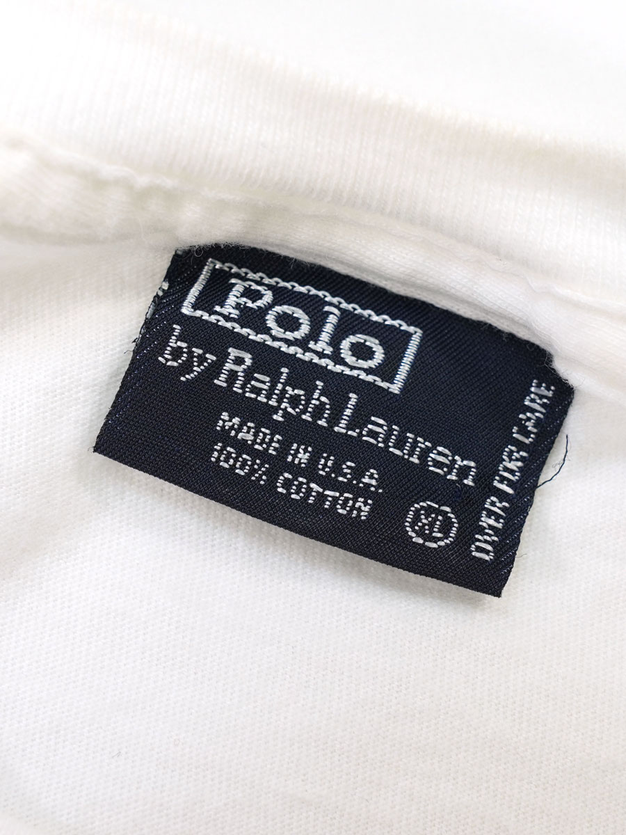 ワラビ ☆ポロラルフローレン 切替 ベスト 中綿 ポニー刺繍 ホワイトポニ ラルフローレン ポニー刺繍 ポケット付きTシャツ 白 表記(XL