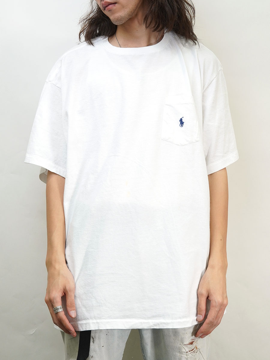 【ユニーネクス】ラルフローレン ポニー刺繍 ジャケット 春コーデ S ラルフローレン ポニー刺繍 ポケット付きTシャツ 白 表記(XL