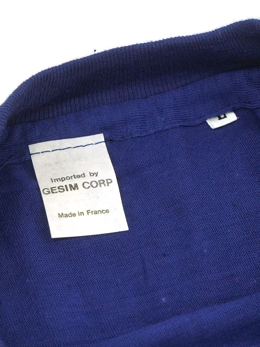 80's GESIM CORP 無地 ポケットTシャツ ネイビー 表記(L) フランス製 NOS