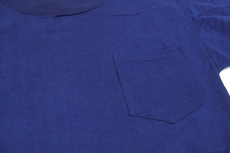 80's GESIM CORP 無地 ポケットTシャツ ネイビー 表記(L) フランス製 NOS