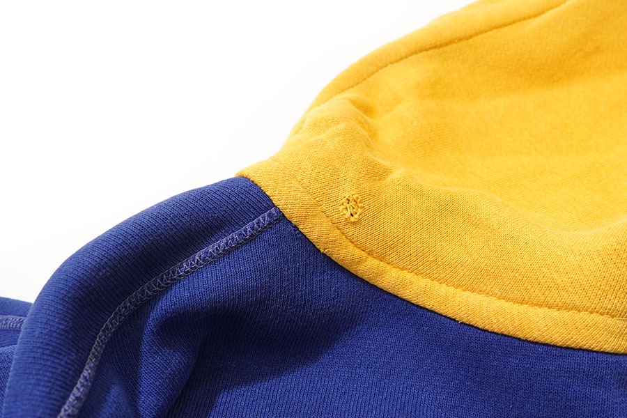 50's 後付けスウェットパーカ ドラポケ ''WILMINGTON～'' ネイビー×イエロー 実寸(L位) 2トーン！
