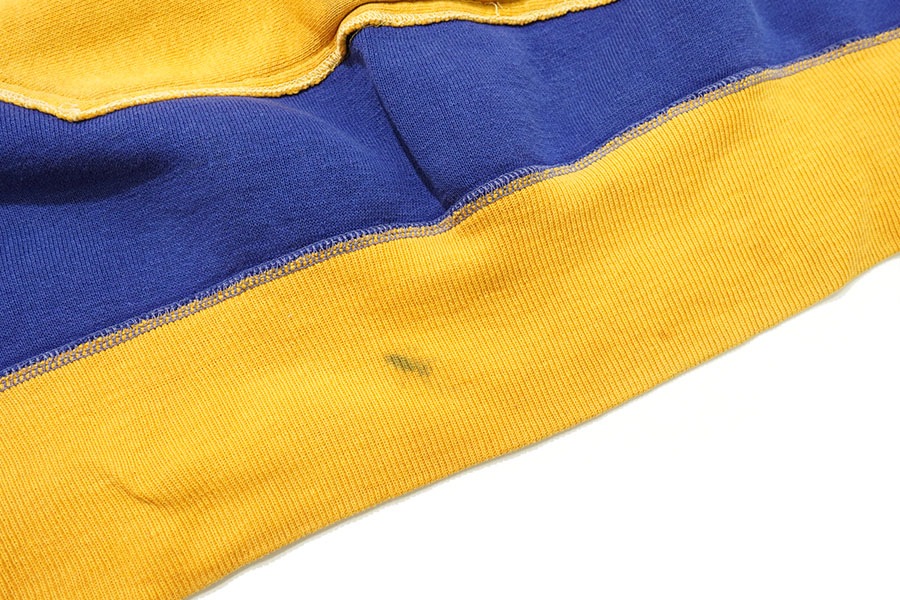 50's 後付けスウェットパーカ ドラポケ ''WILMINGTON～'' ネイビー×イエロー 実寸(L位) 2トーン！