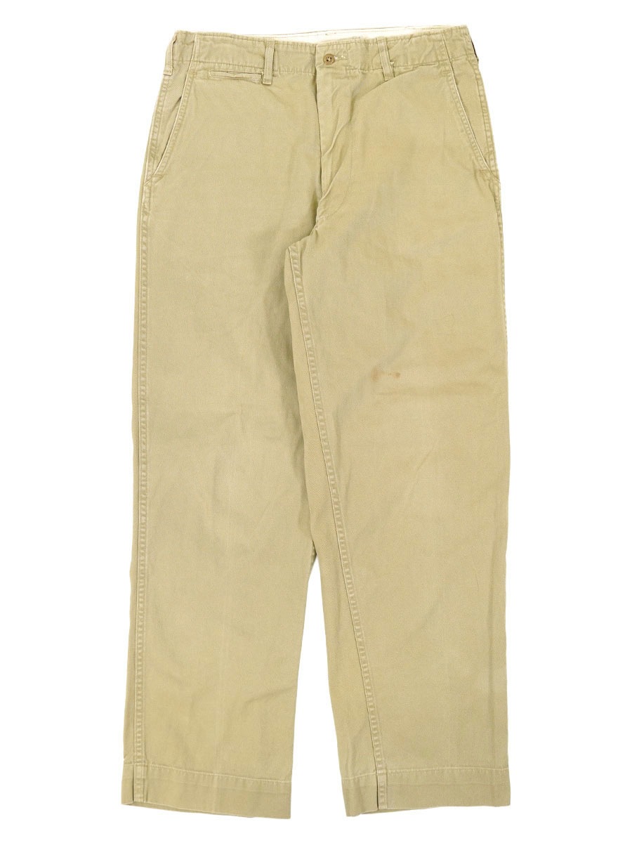 70's MILITARY VAT DYE チノトラウザーズ ジッパーフライ 表記(31x28位
