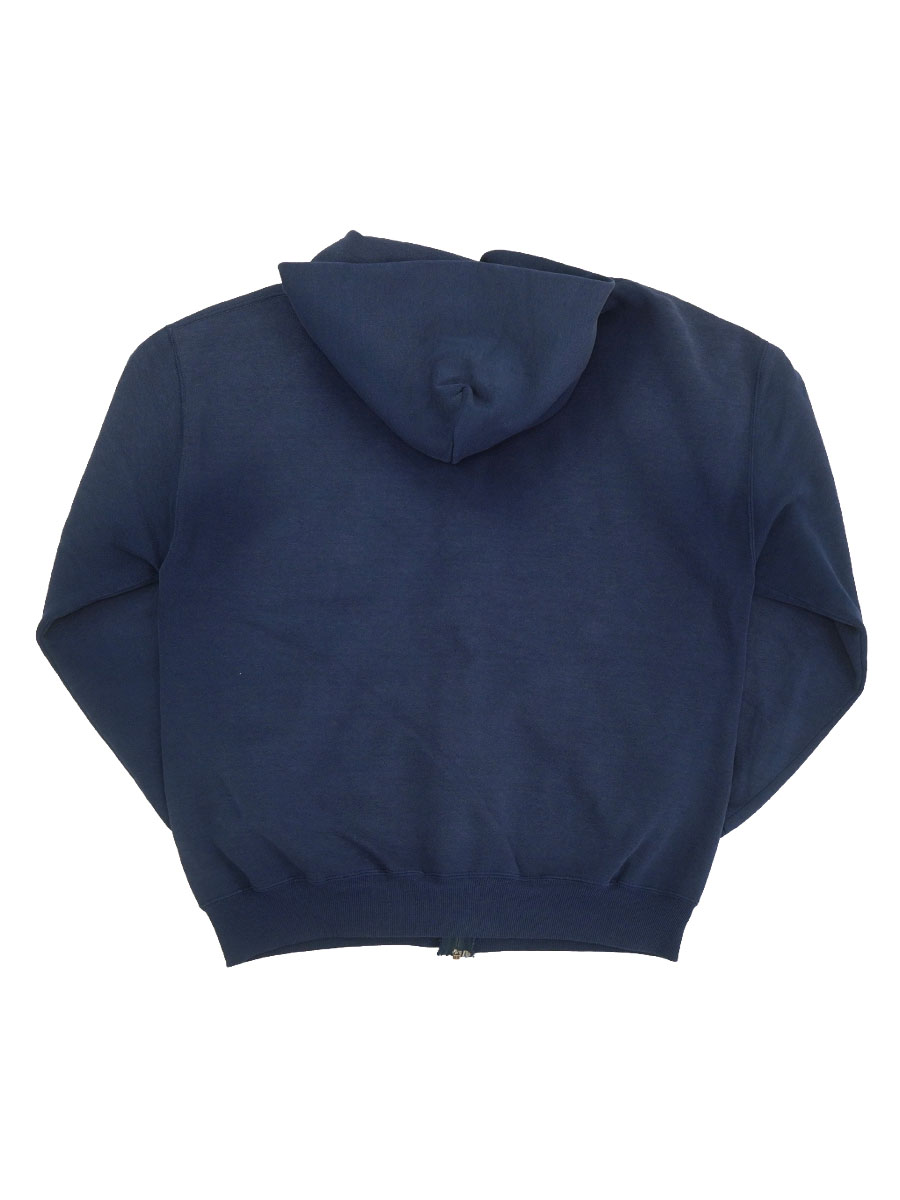 90'S RUSSELL ATHLETIC FULL ZIP HOODED SWEAT SHIRT PLAIN NAVY (SIZE