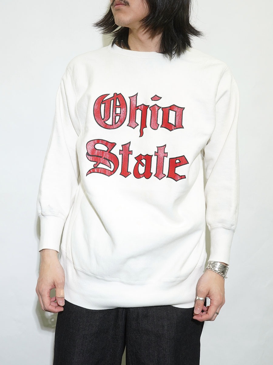 90'S CHAMPION REVERSE WEAVE ''OHIO STATE'' OLD ENGLISH WHITE (SIZE