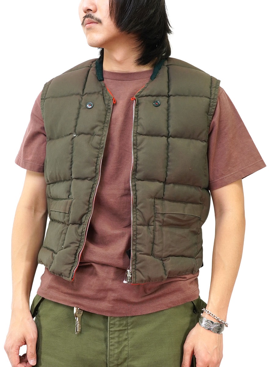 60's 筆記体タグ L.L.Bean リバーシブル ダウンベスト ブラウンxレッド