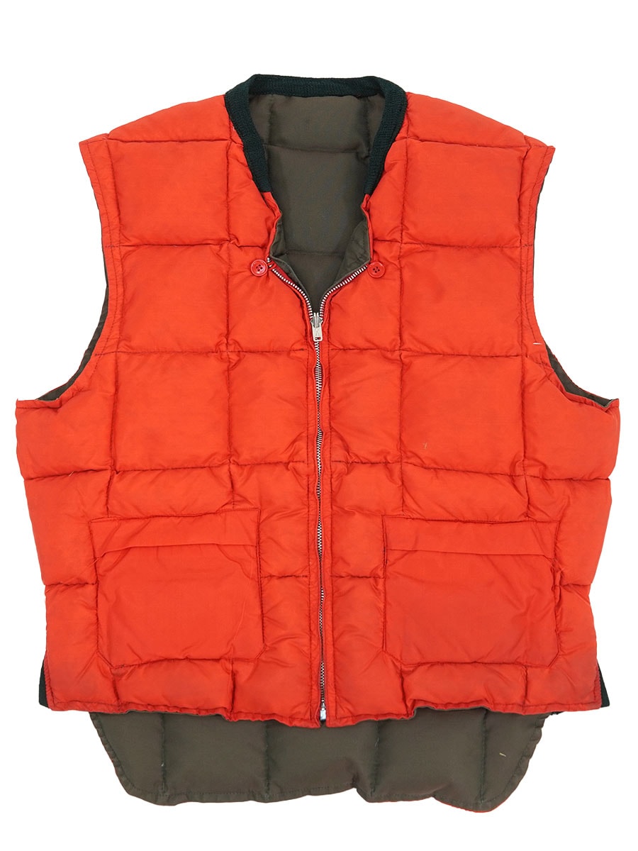 60's 筆記体タグ L.L.Bean リバーシブル ダウンベスト ブラウンxレッド