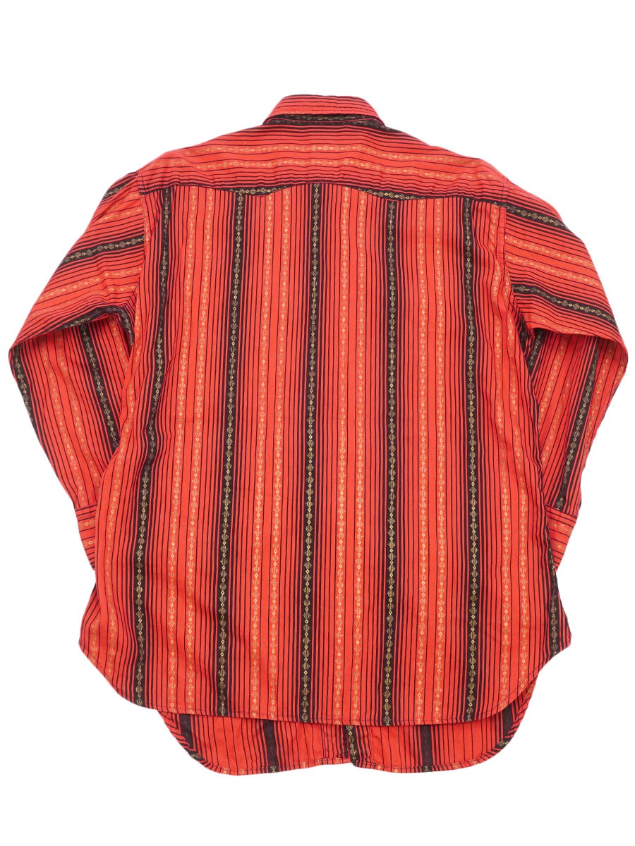 50's Levi's ショートホーン 好配色ストライプ ウエスタンシャツ 赤黒金 実寸(M位)