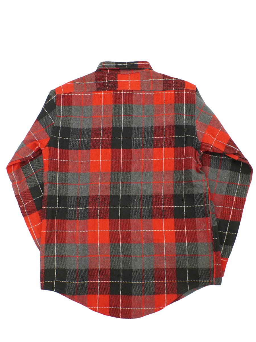 60's King Kole 好配色チェック 黒灰赤 フランネルシャツ 実寸(16 1/2