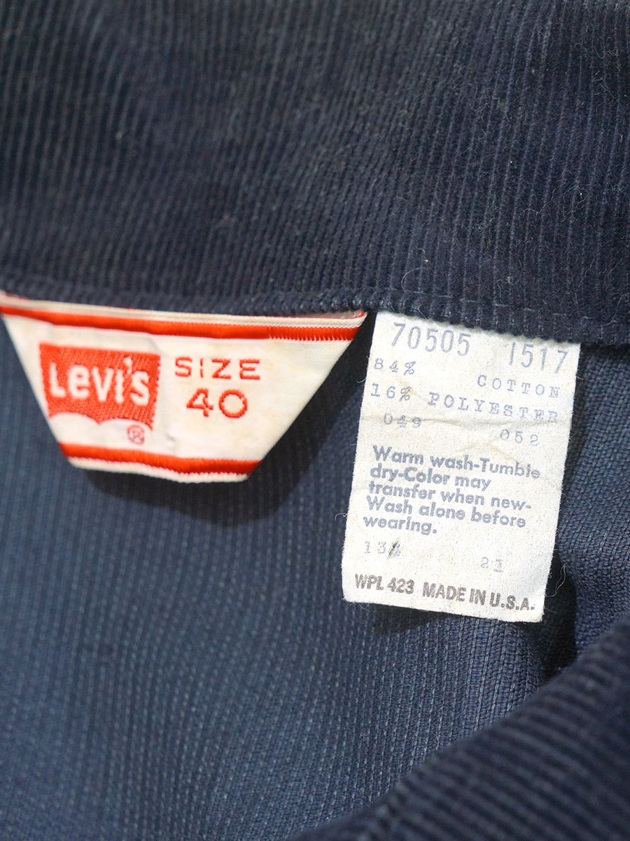 70'S LEVI'S 70505-1517 CORDUROY JACKET NAVY (SIZE.40) NOS | NEW