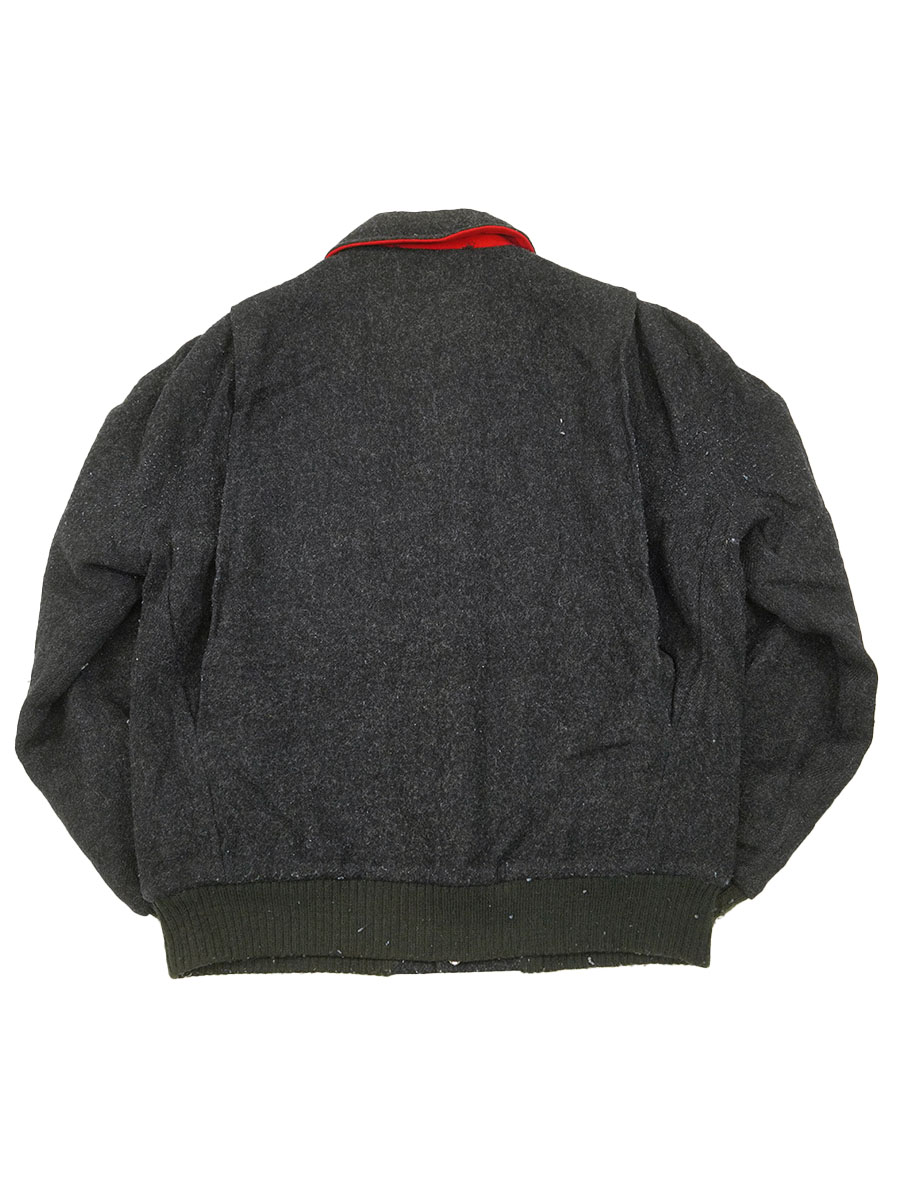 80's WOOLRICH 裏好配色チェック フルジップウールジャケット チャコールxレッド 実寸(L位)