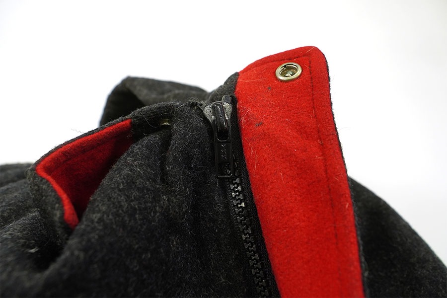 80's WOOLRICH 裏好配色チェック フルジップウールジャケット チャコールxレッド 実寸(L位)