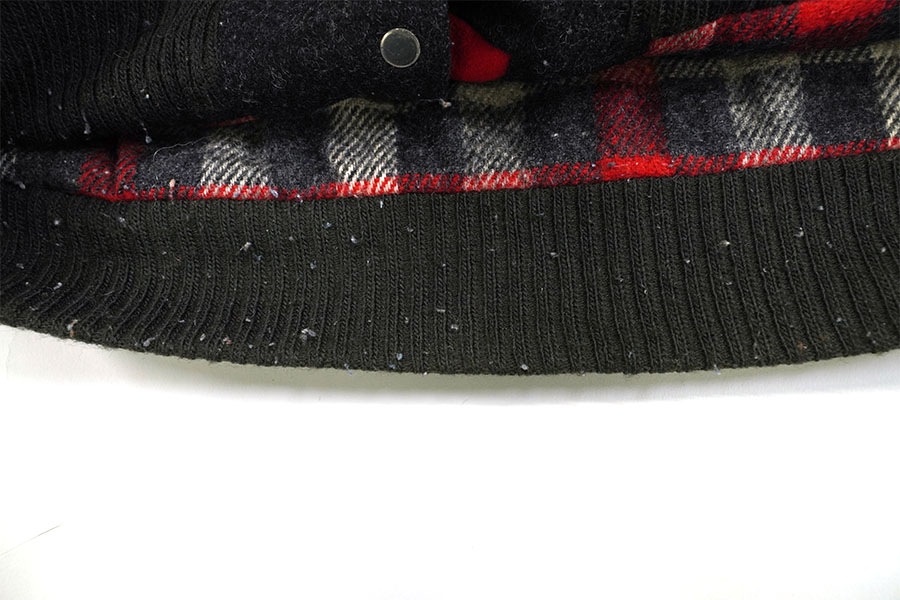 80's WOOLRICH 裏好配色チェック フルジップウールジャケット チャコールxレッド 実寸(L位)
