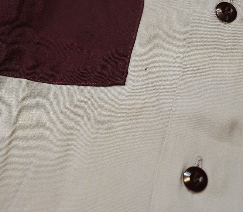 1940s DEAD STOCK L/S 2TONE SHIRT , Size M