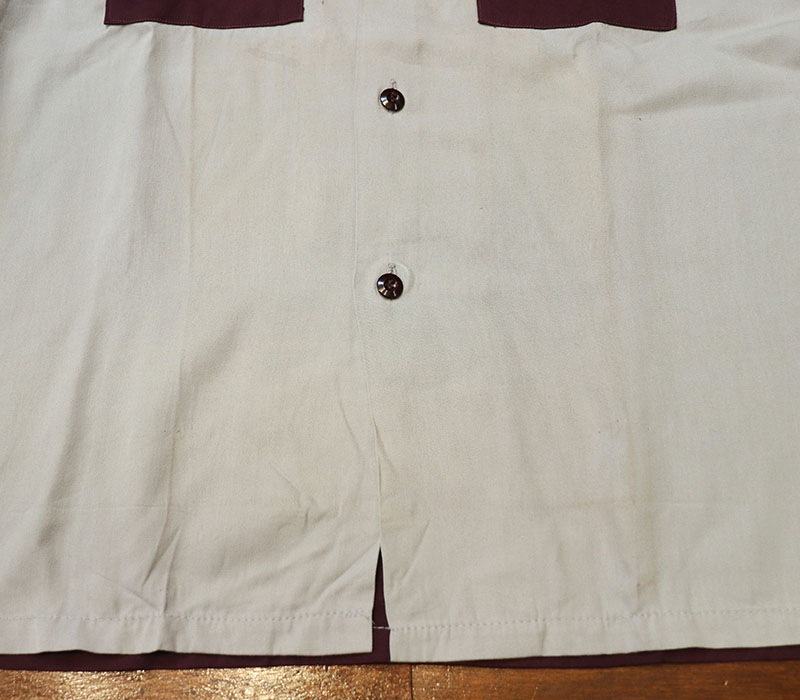 1940s DEAD STOCK L/S 2TONE SHIRT , Size M