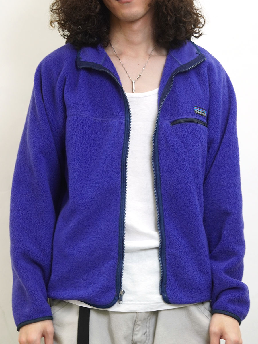 80's パタゴニア フルジップフリースジャケット コバルト 表記(M) USA