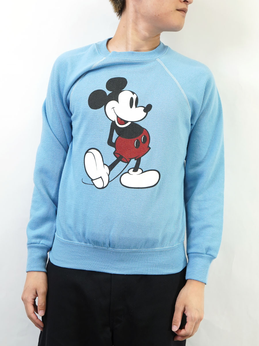 ミッキーマウス スウェット ブルー 80's DISNEY ミッキーマウス スウェット ライトブルー 表記(M) | NEW