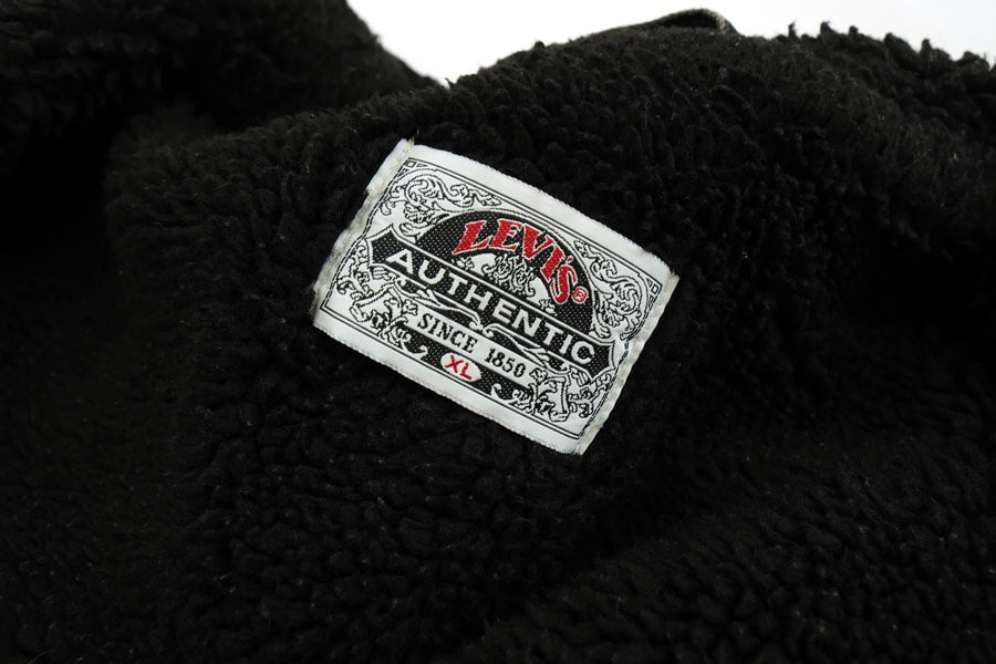 90's Levi's ブラックデニム ボアジャケット 表記(XL) オールブラック