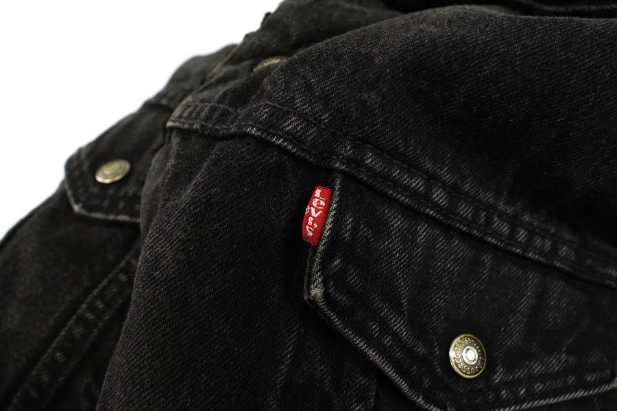 90's Levi's ブラックデニム ボアジャケット 表記(XL) オールブラック