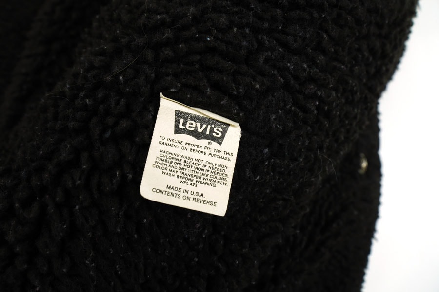 90's Levi's ブラックデニム ボアジャケット 表記(XL) オールブラック