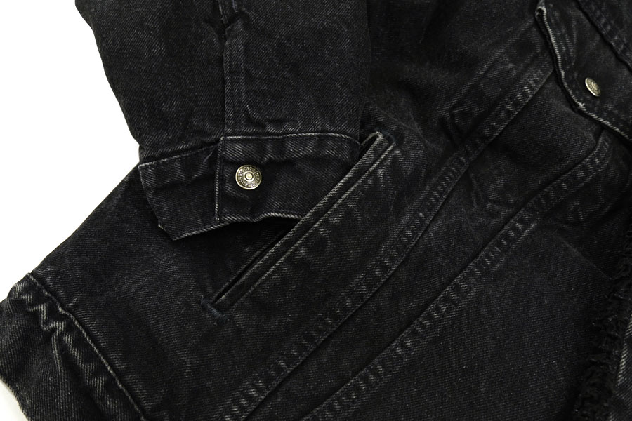 90's Levi's ブラックデニム ボアジャケット 表記(XL) オールブラック