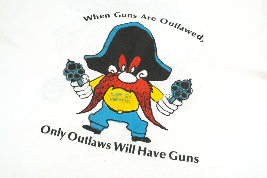 90's SCREEN STARS ''When Guns Are Outlawed, Only Outlaws Will Have Guns'' 両面プリントTシャツ 表記(XL)