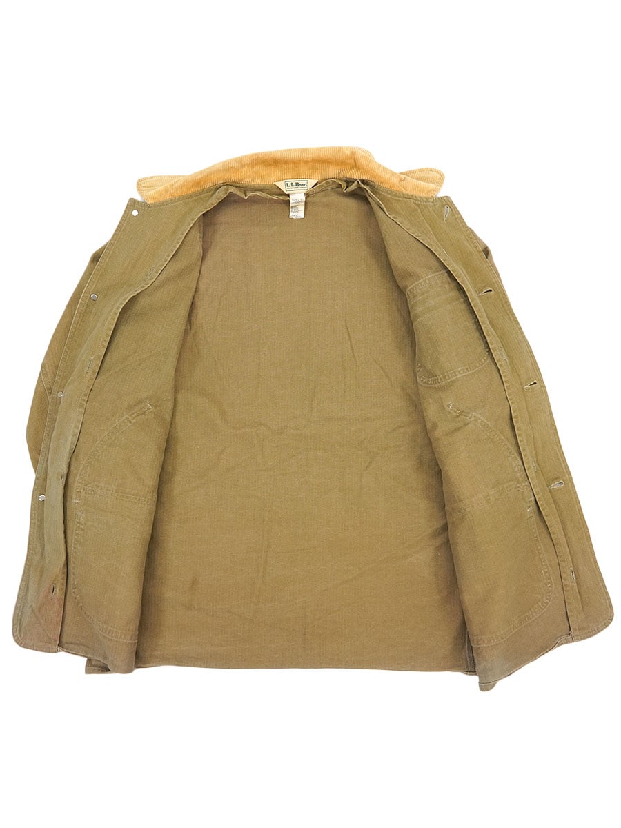 80sL.L.Beanハンティングジャケットベージュダック地ワーク襟コーズ古着