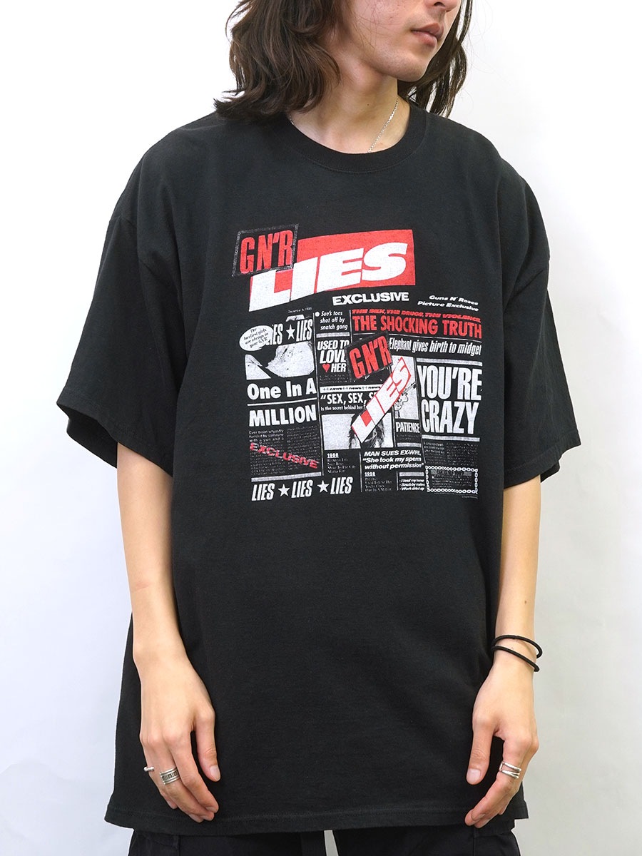 00'S～ HANES GUNS N' ROSES ''GN'R LIES'' T SHIRT BLACK (SIZE.2X