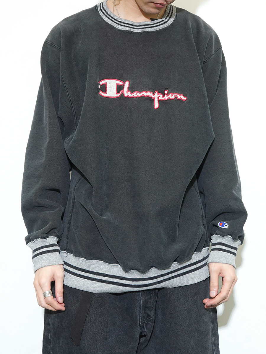 90's 刺繍タグ チャンピオンRW リブライン スクリプトロゴ刺繍