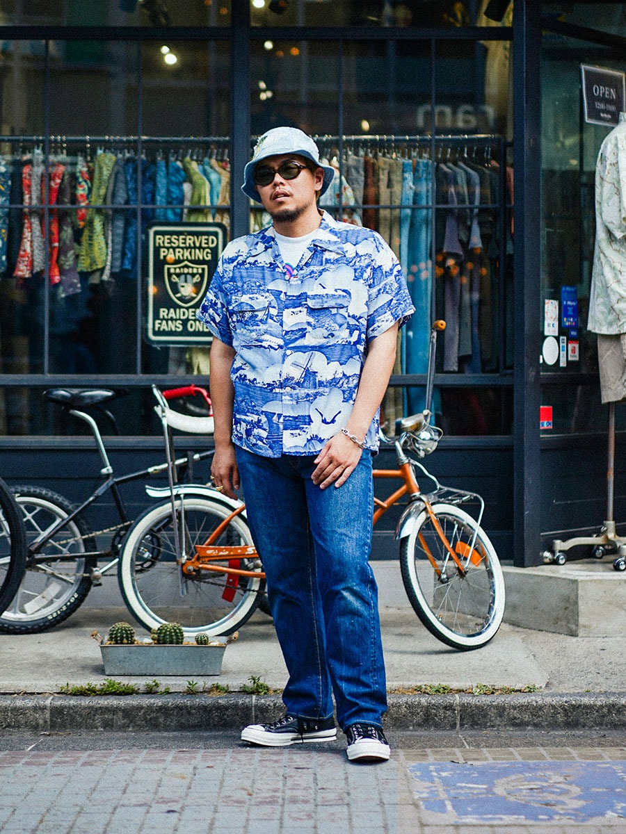 50's Manhattan ピクチャー柄 S/S レーヨンハワイアンシャツ 表記(17
