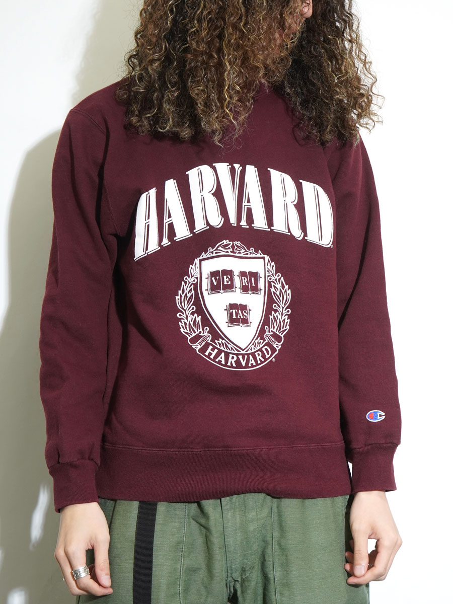 90's 青刺繍タグ チャンピオン ''HARVARD'' 前Vスウェット 表記